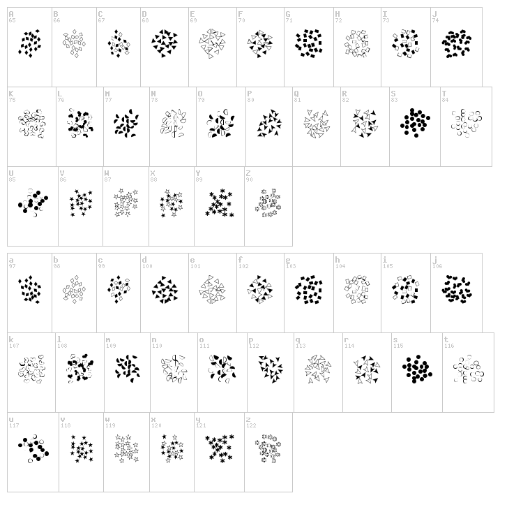 FE Confetti font map
